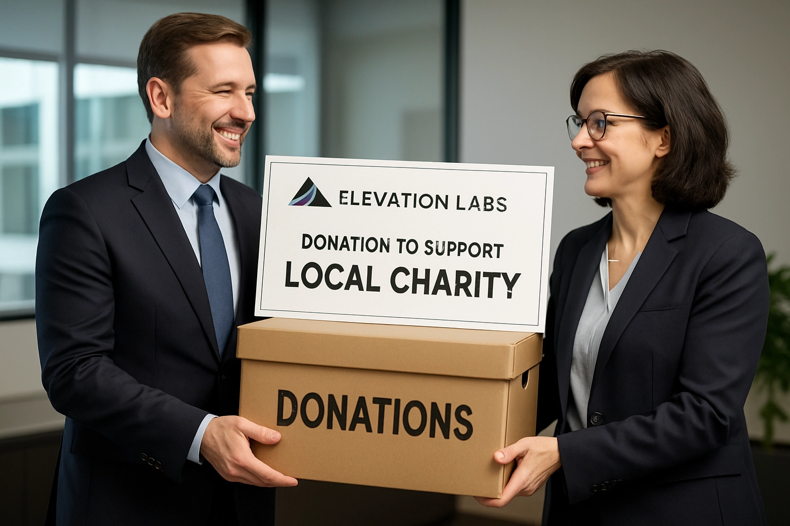 Community donation event with employees