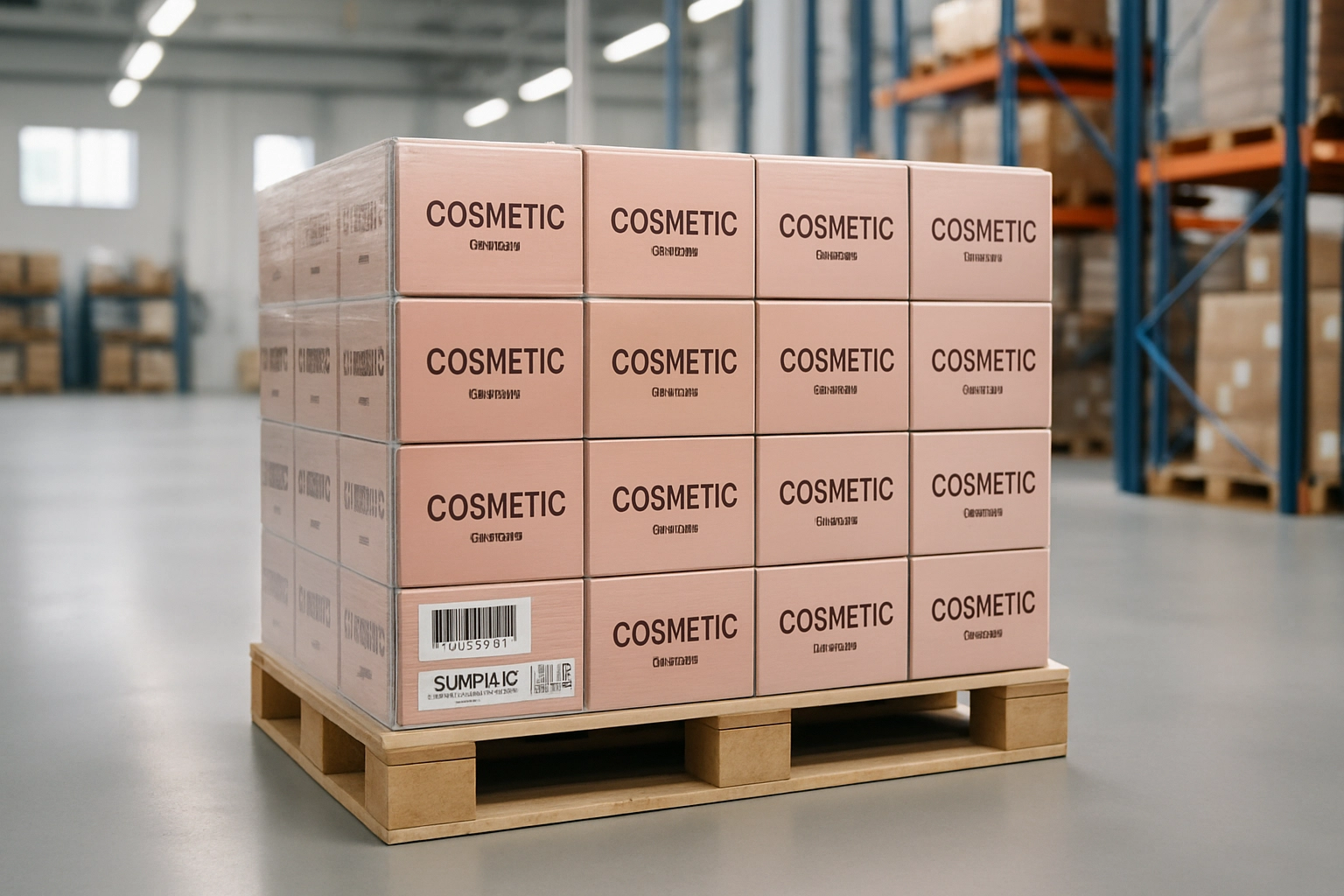 Finished beauty goods packed for shipment