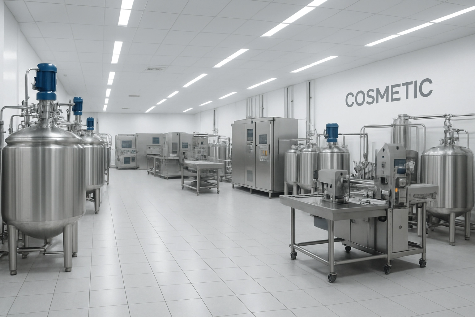 Manufacturing floor with stainless steel equipment