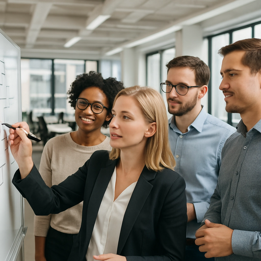 Team collaborating on product planning